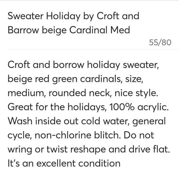 Sweater by Croft & Barrow beige Holiday Christmas ready - Picture 12 of 12